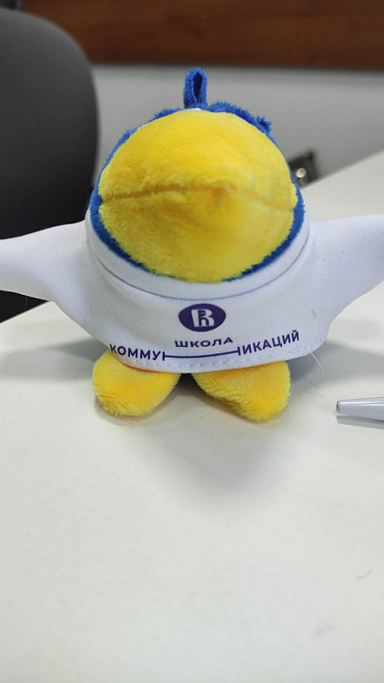Мягкая игрушка-ворона ВШЭ в лонгсливе Школы коммуникаций